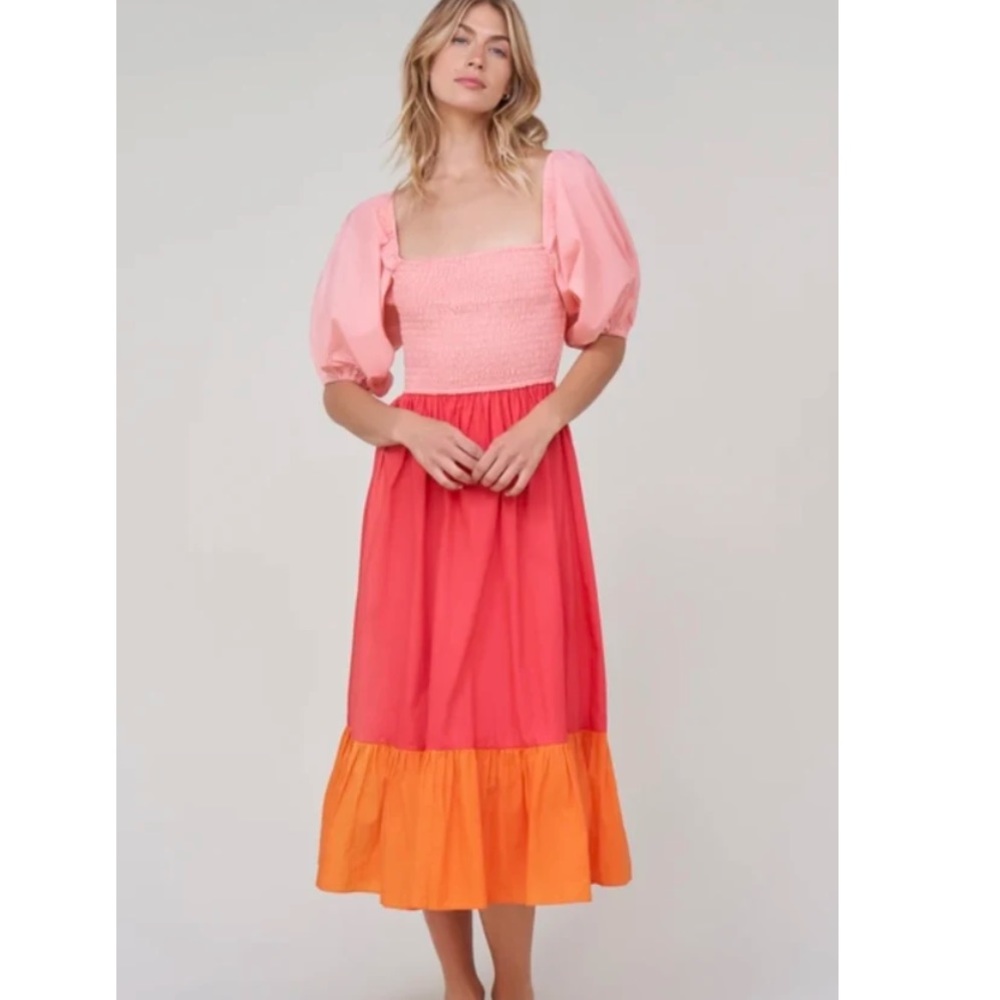 RHODE Eloise Colorblocked Midi Dress